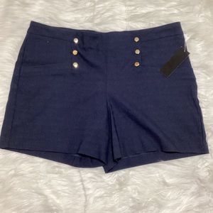 LC Women’s NavyBlue Front Gold Buttons Elastic Waistband Shorts 🩳